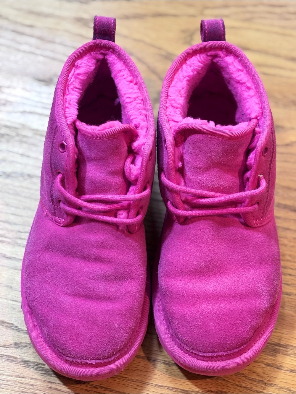UGG Size 8 Hot Pink Suede Lace Up Ankle Boots Y2K Après Ski Cozy